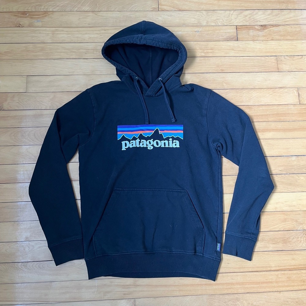 Patagonia Uprisal Hoody Mens Small Black P-6 Logo Recycled Pullover Sweatshirt